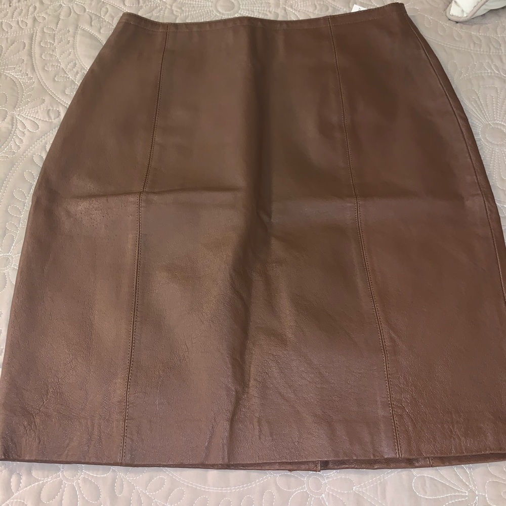 SAVANNAH Brown Leather Skirt